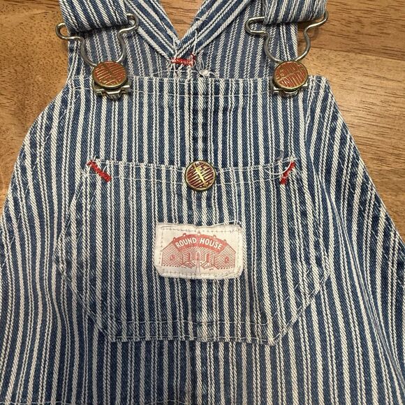 Round House Boys Striped Train Conductor Style Bib Coveralls Size 5 Thomas Train - Picture 7 of 14